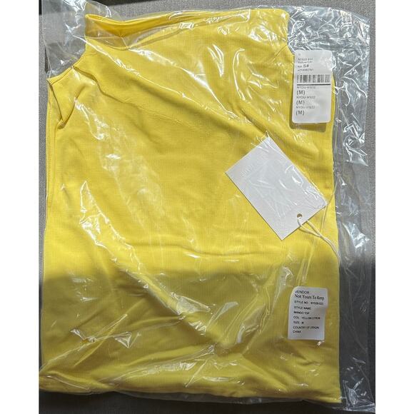 Mockneck Yellow Crop Top MEDIUM Sleeveless Bodycon Revolve Designer $148 NEW - Picture 7 of 8